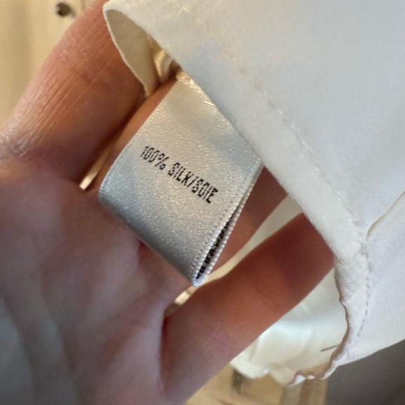 Lafayette 148 Silk New York Ivory Button-Down Shirt - Picture 5 of 7